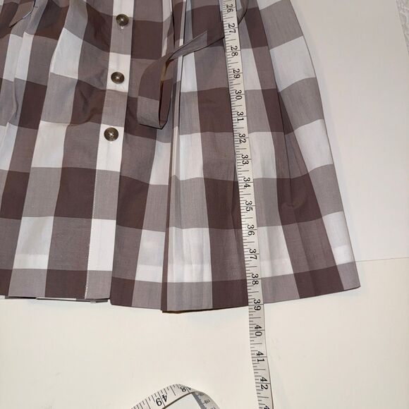 Boden Plaid Brown & White Checked Shirt Dress Button Down Long Sleeve Belted 4 - Picture 12 of 15